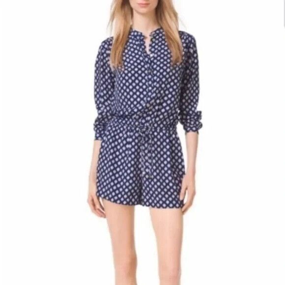 Michael Kors Pants - Michael Kors Blue Ikat Print Long sleeve Romper Size Small NWOT